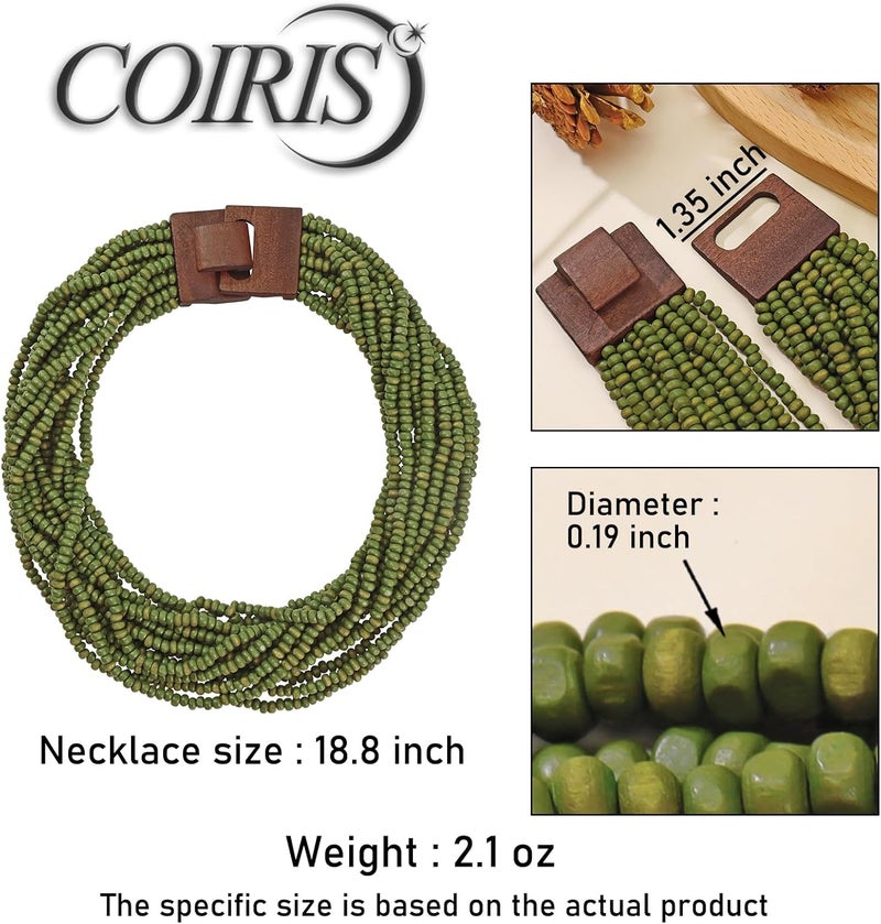 Coiris Beaded Strand Necklace for Women Boho Chunky Beaded Strand Necklace Bohemian Summer Beach Necklace Jewelry for Women(N0059-Black) - Image 4